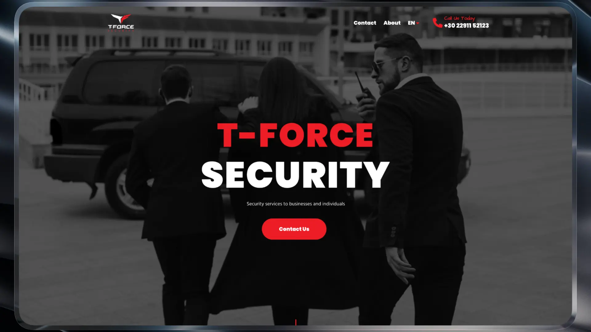 T-Force Security homepage preview